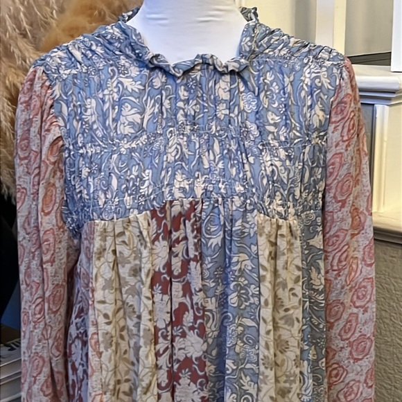 Free People Merrie Mix Print Tunic Long Sleeve Top Size Small - Picture 3 of 8
